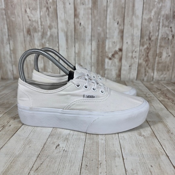 Vans Authentic Platform White Canvas Sneakers Women's Size 6 - Picture 1 of 8
